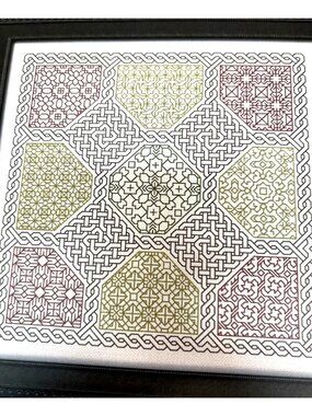 Windowpanes In Knotwork Stained Glass Cross-Stitch Pattern By Sally Rudkin